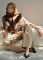 Straight Leg Pleated Denim Trousers