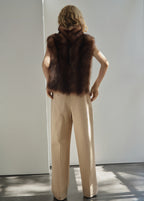 Straight Leg Pleated Denim Trousers