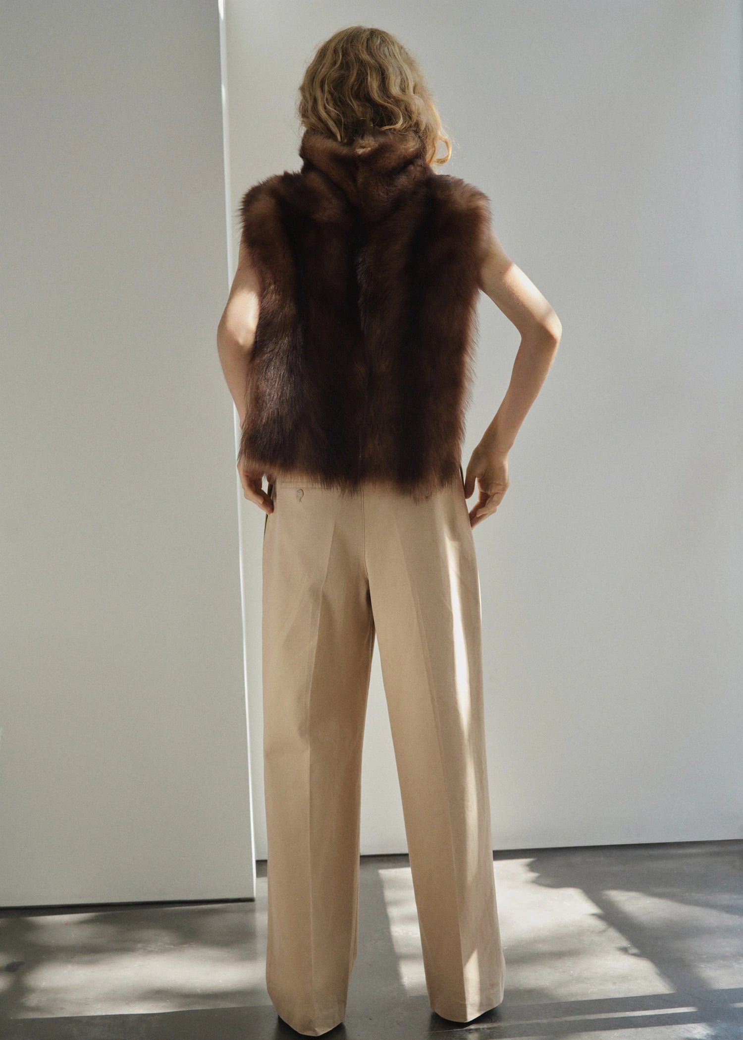 Straight Leg Pleated Denim Trousers