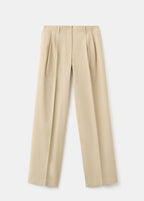 Straight Leg Pleated Denim Trousers