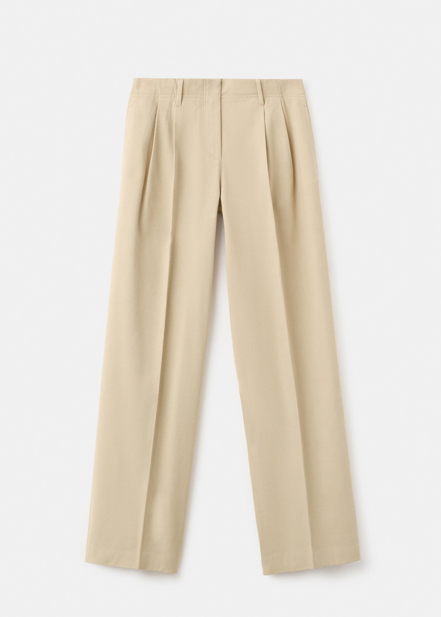Straight Leg Pleated Denim Trousers