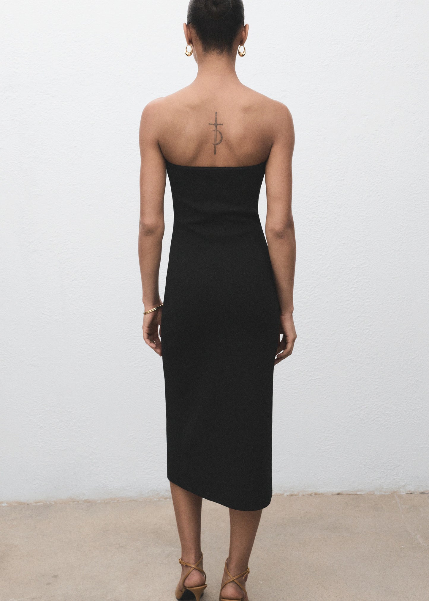 Strapless Dress With Jewel Buttons