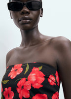 Strapless Floral Dress