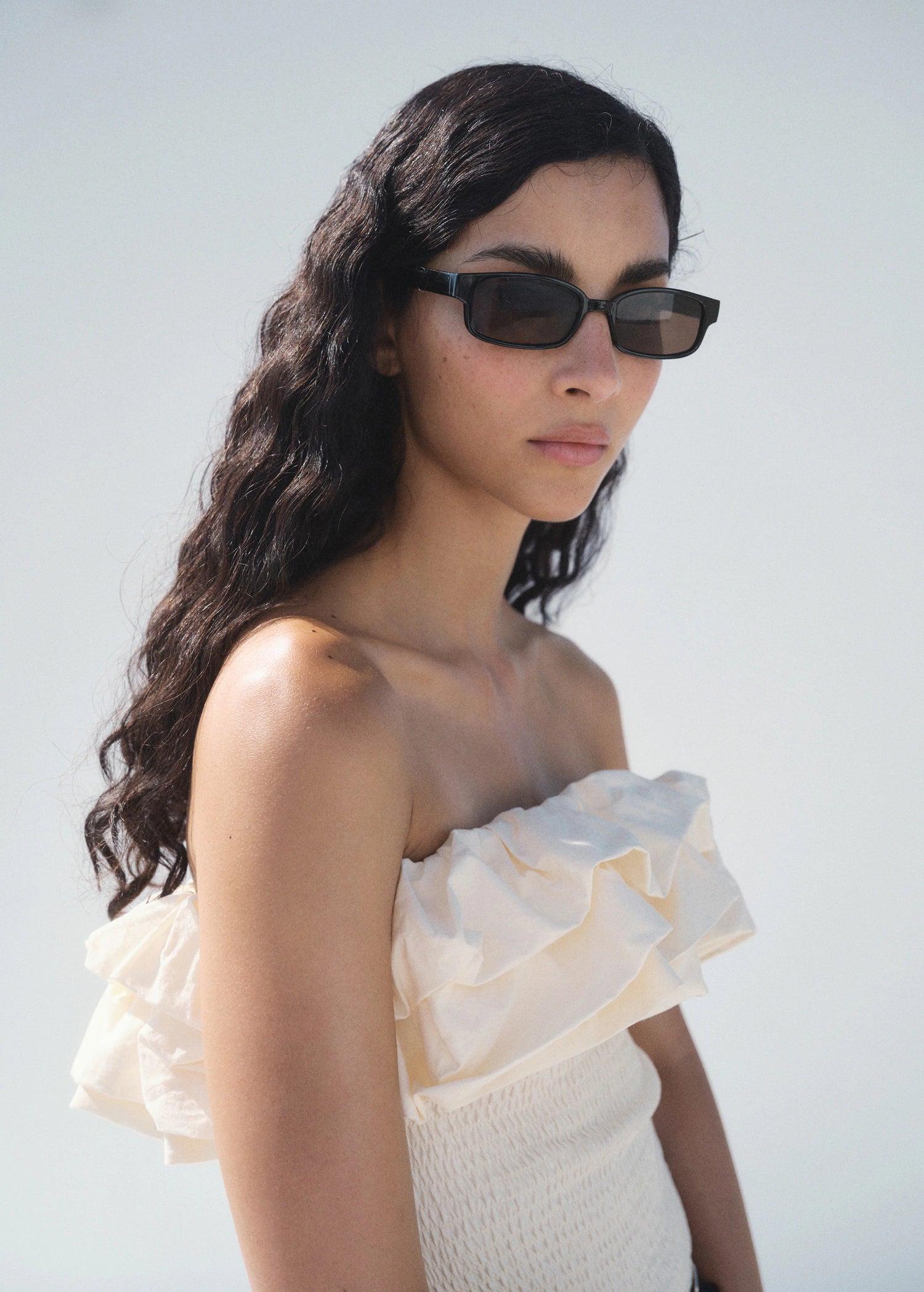 Strapless Top With Ruffles