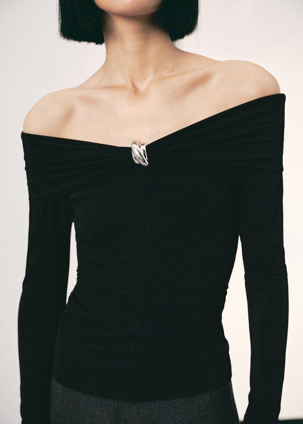 Strapless T Shirt With Metallic Detail