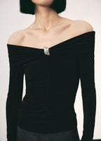 Strapless T Shirt With Metallic Detail