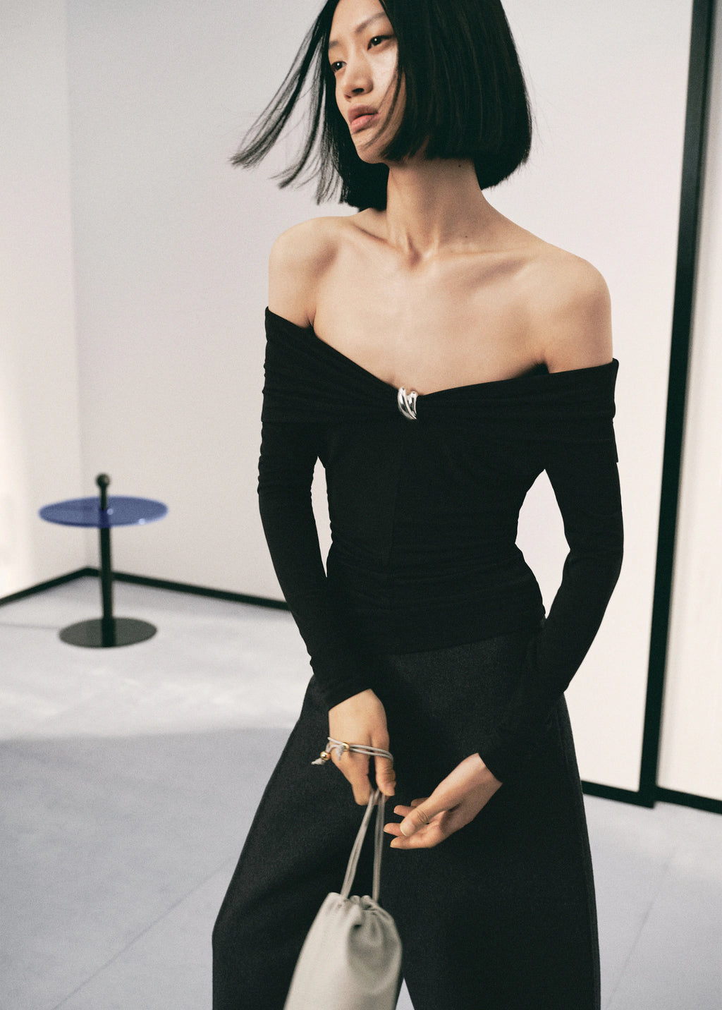 Strapless T Shirt With Metallic Detail