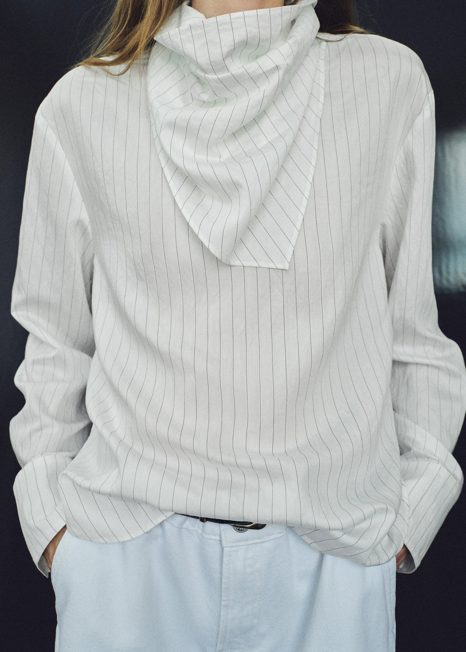 Striped Blouse With Handkerchief