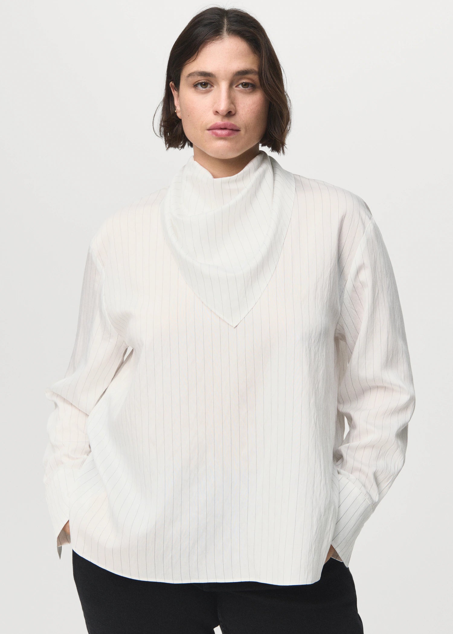 Striped Blouse With Handkerchief