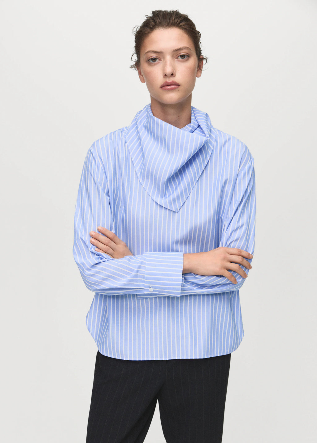 Striped Blouse With Handkerchief
