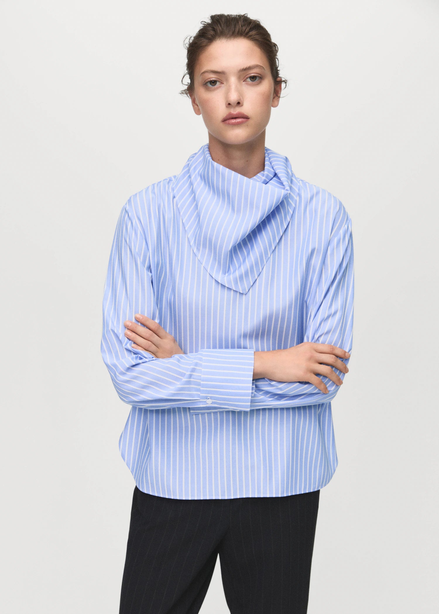Striped Blouse With Handkerchief