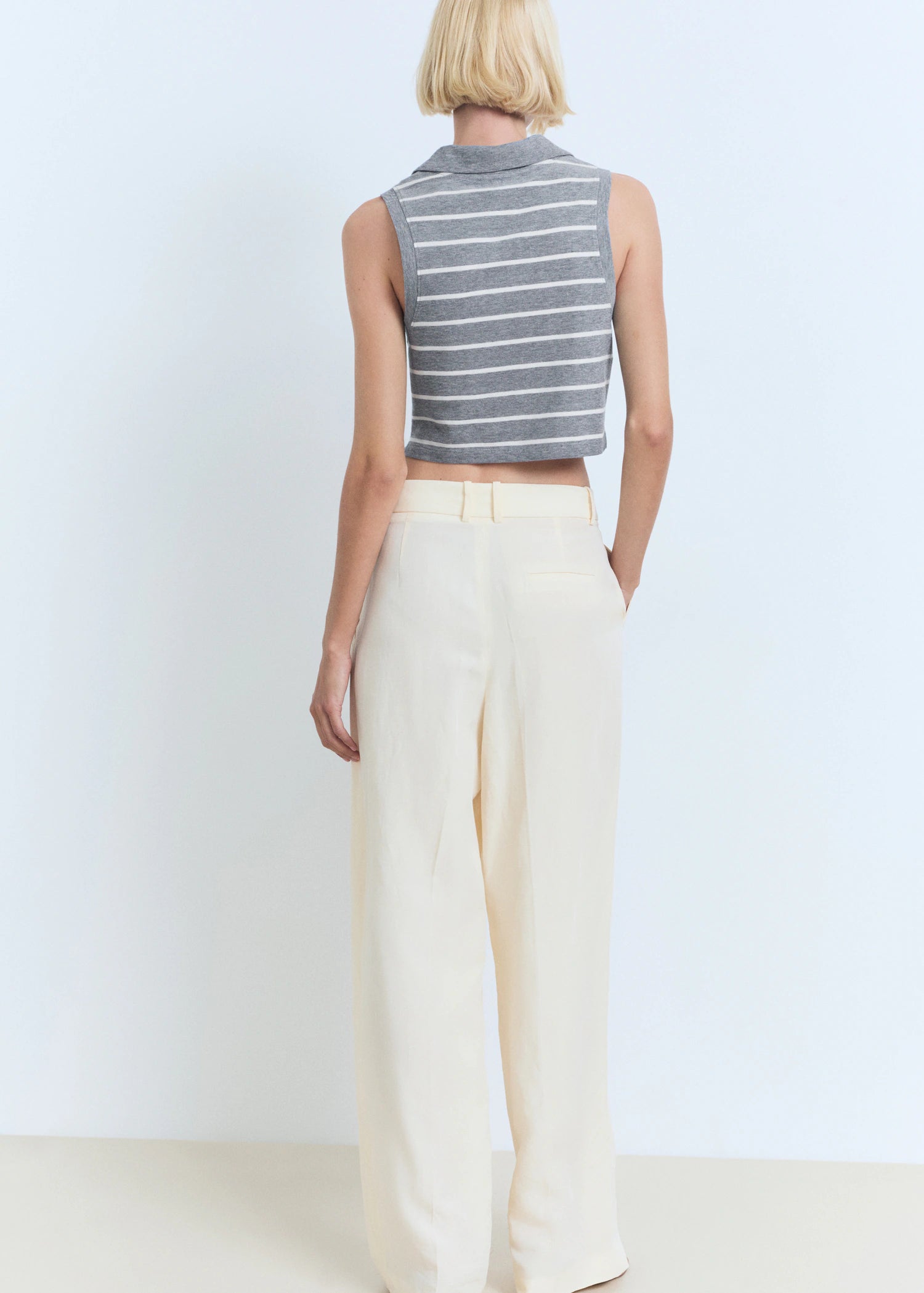 Striped Cropped Polo Shirt