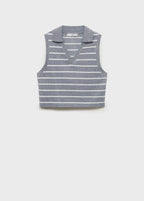 Striped Cropped Polo Shirt