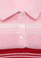 Striped Knitted Polo Neck Top