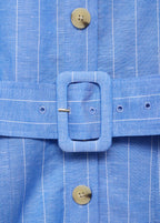 Striped Linen Blend Shirt Style Dress