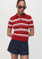 Striped Polo Neck Sweater