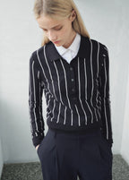 Striped Polo Neck Sweater