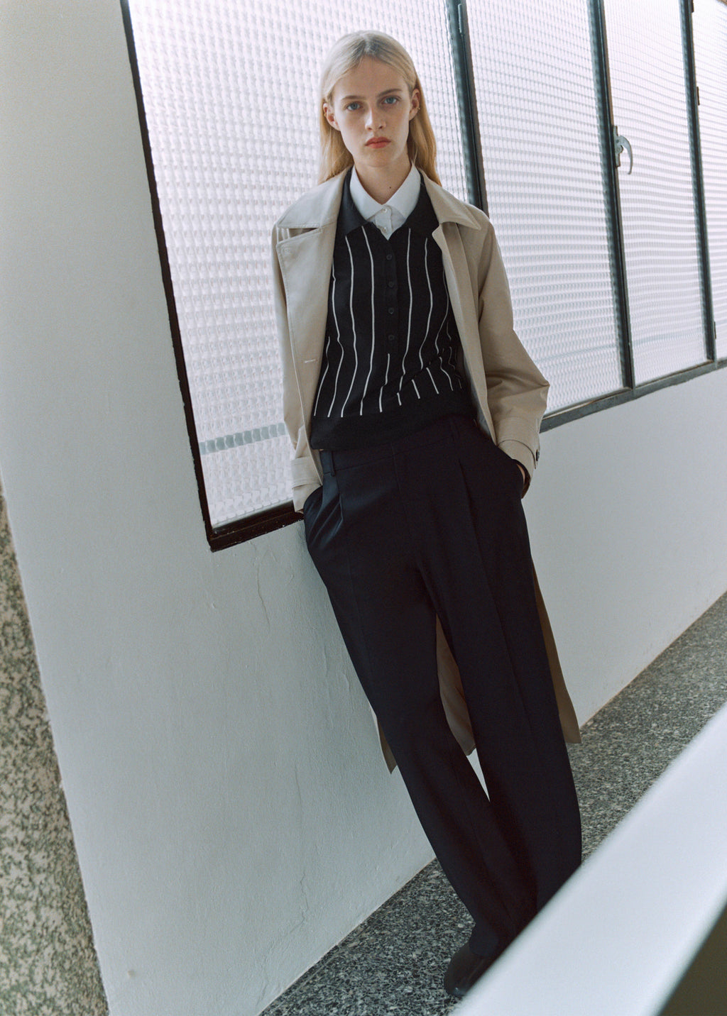 Striped Polo Neck Sweater