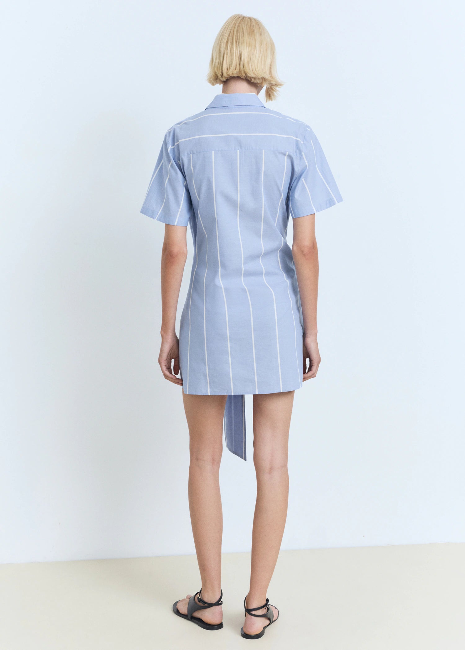 Striped Shirt Dress With Knot