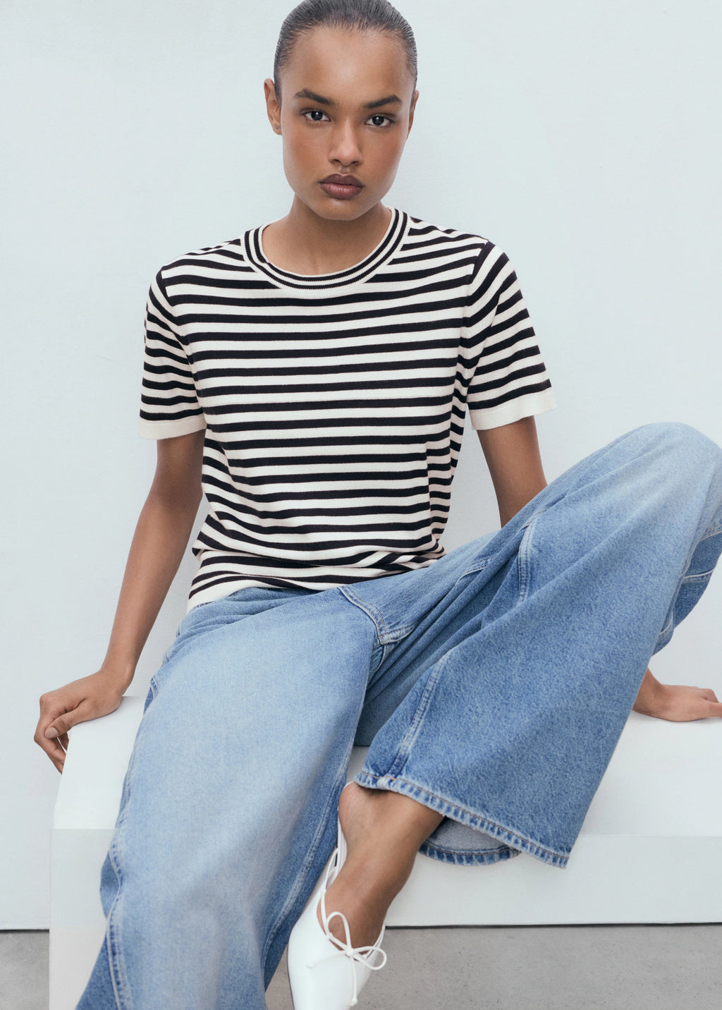 Striped Short Sleeved Sweater