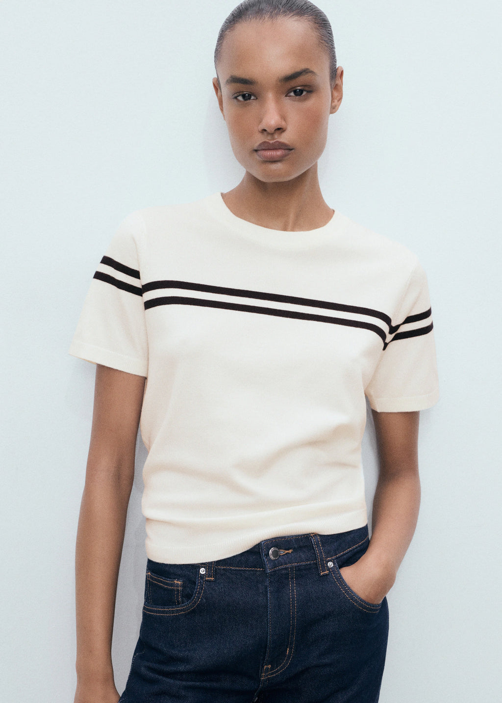 Striped Short Sleeved Sweater