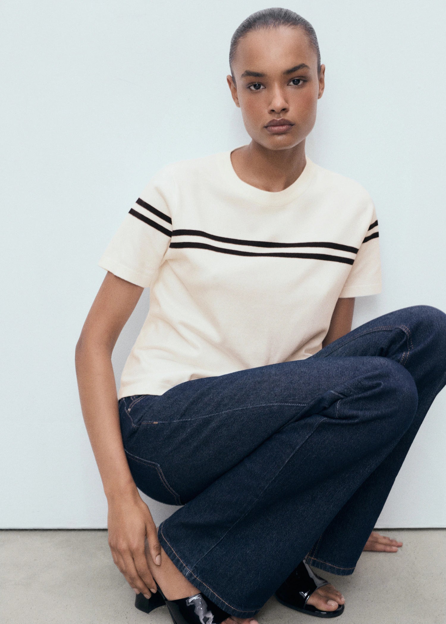 Striped Short Sleeved Sweater