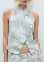 Striped Top With A Strap Neckline And Laces