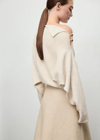 Sweater With Asymmetrical Neck And Jewel Buttons