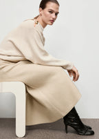 Sweater With Asymmetrical Neck And Jewel Buttons