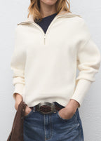 Sweater With Contrasting Zip Collar