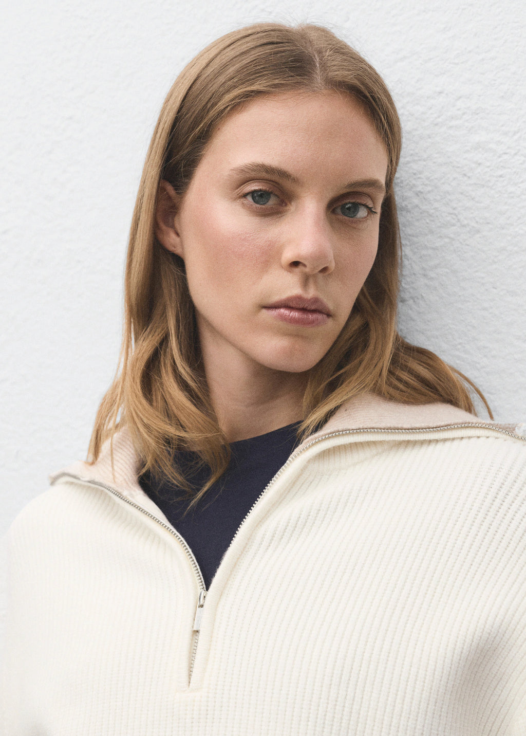 Sweater With Contrasting Zip Collar