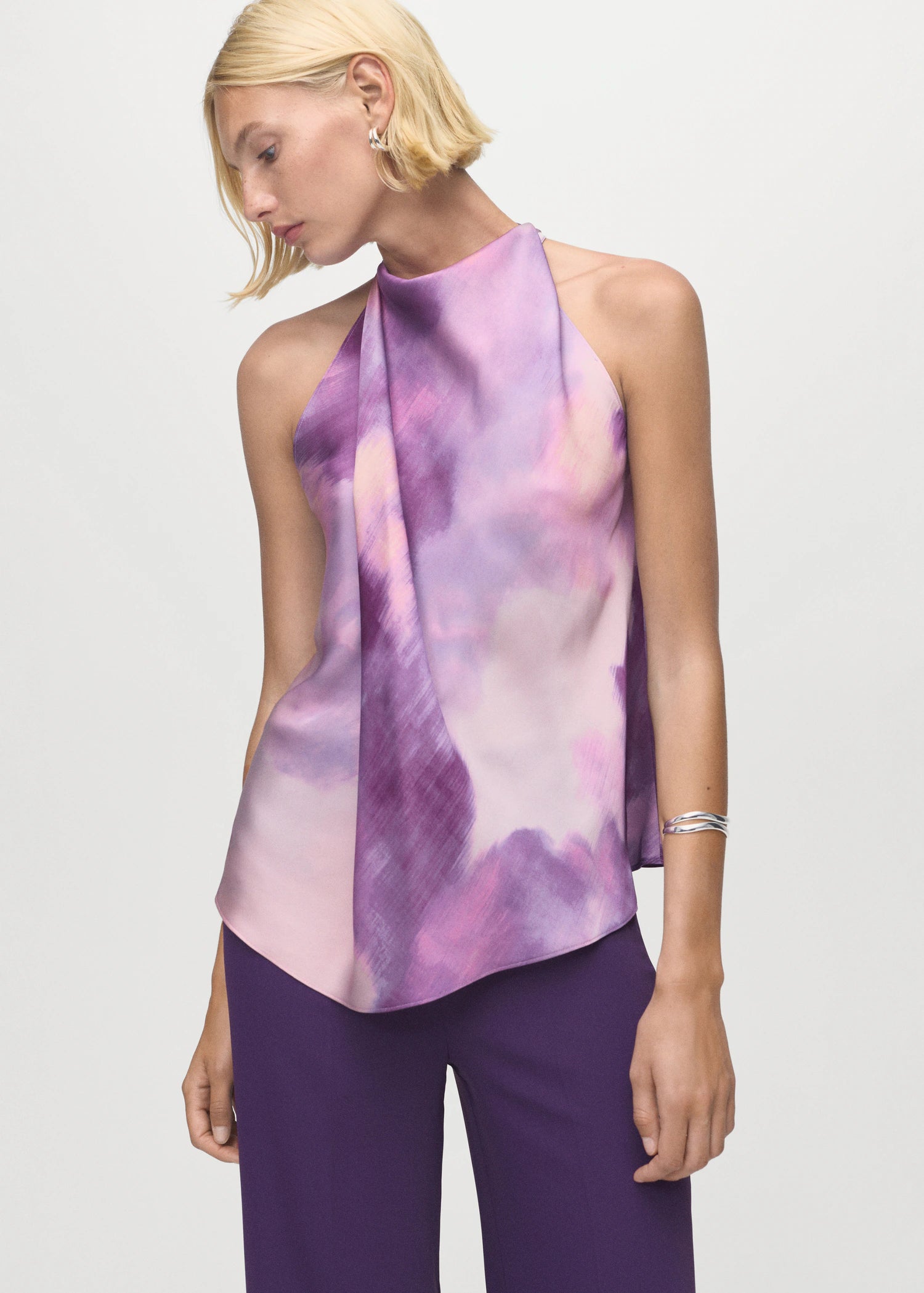 Tie Dye Blouse With Foulard