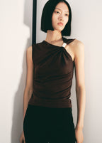 Top With Asymmetrical Neckline And Metallic Detail