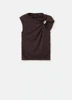 Top With Asymmetrical Neckline And Metallic Detail