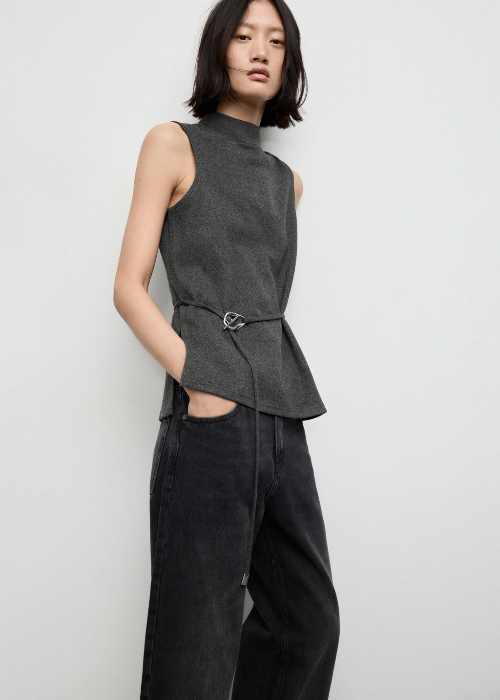 Turtleneck Top With Belt