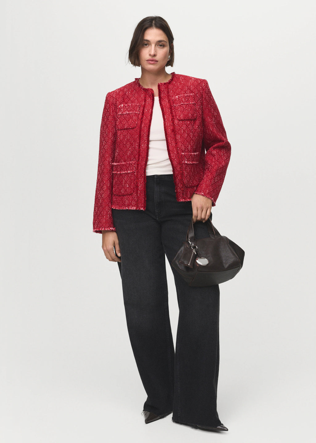 Tweed Jacket With Frayed Ends