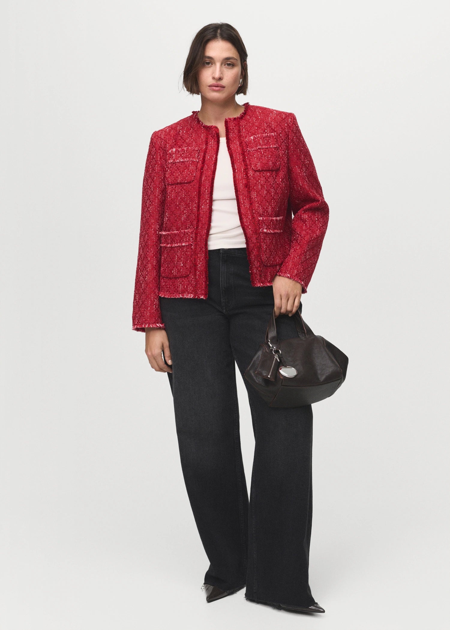 Tweed Jacket With Frayed Ends