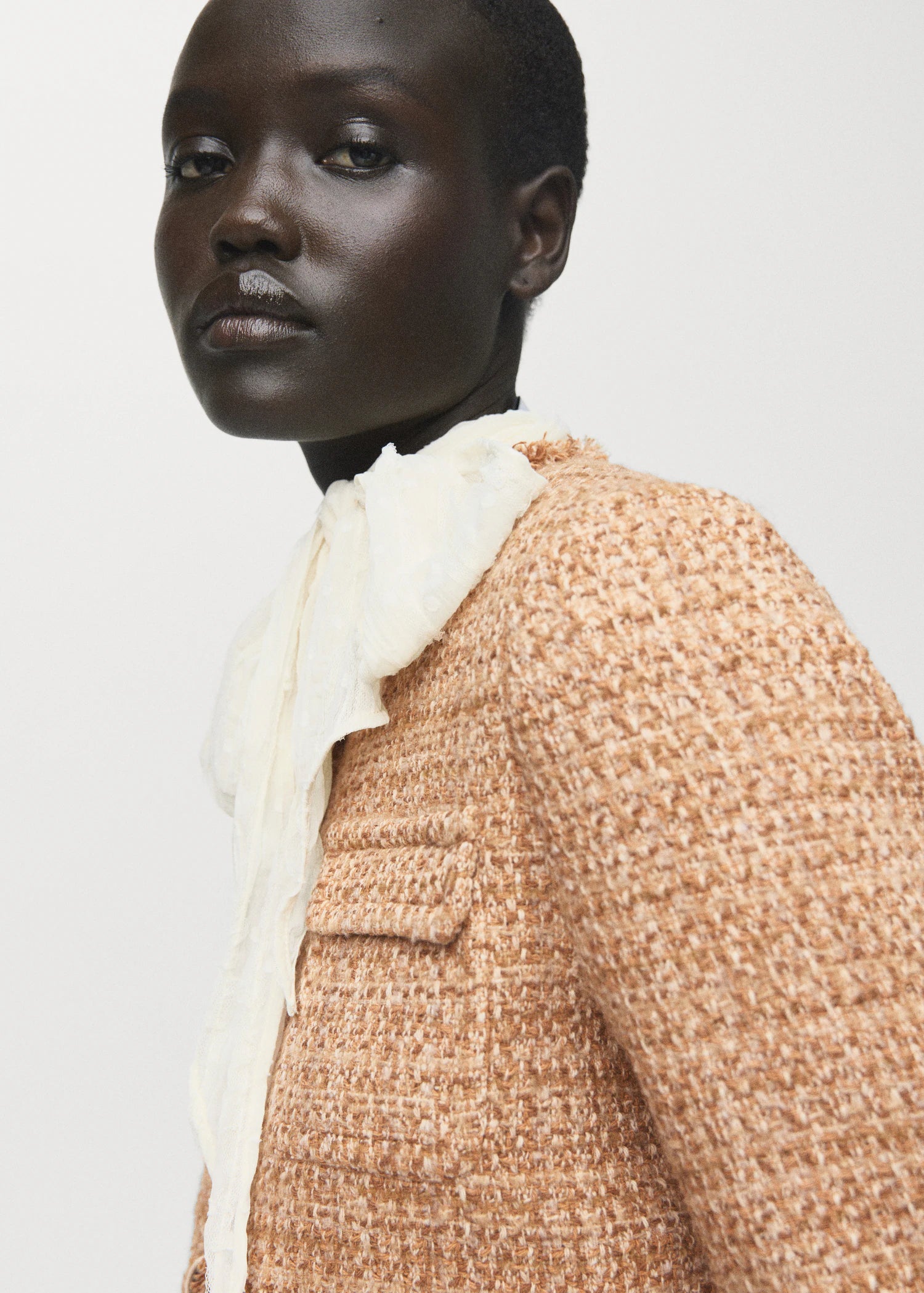 Tweed Jacket With Frayed Ends