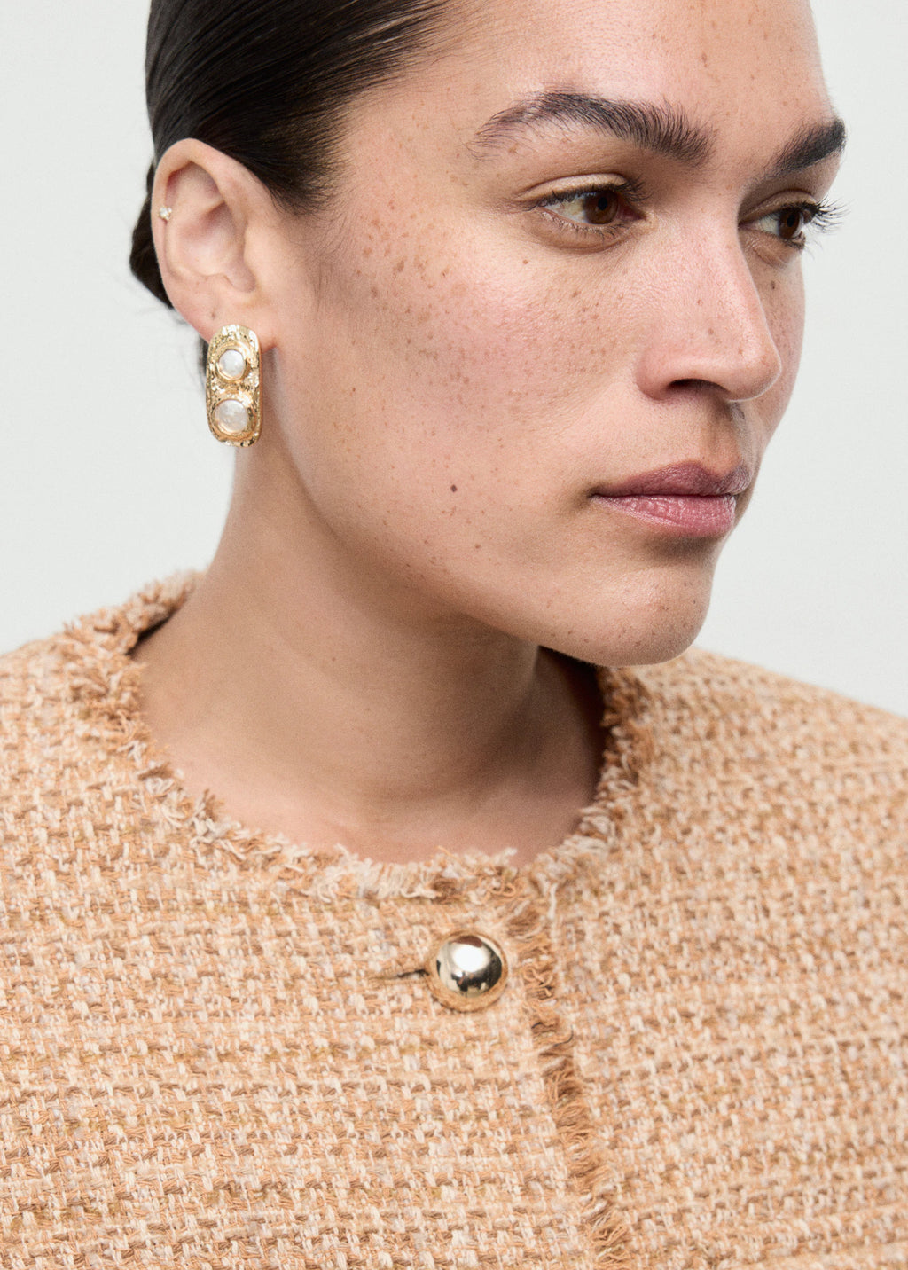 Tweed Jacket With Frayed Ends