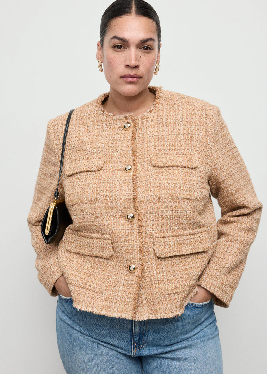 Tweed Jacket With Frayed Ends