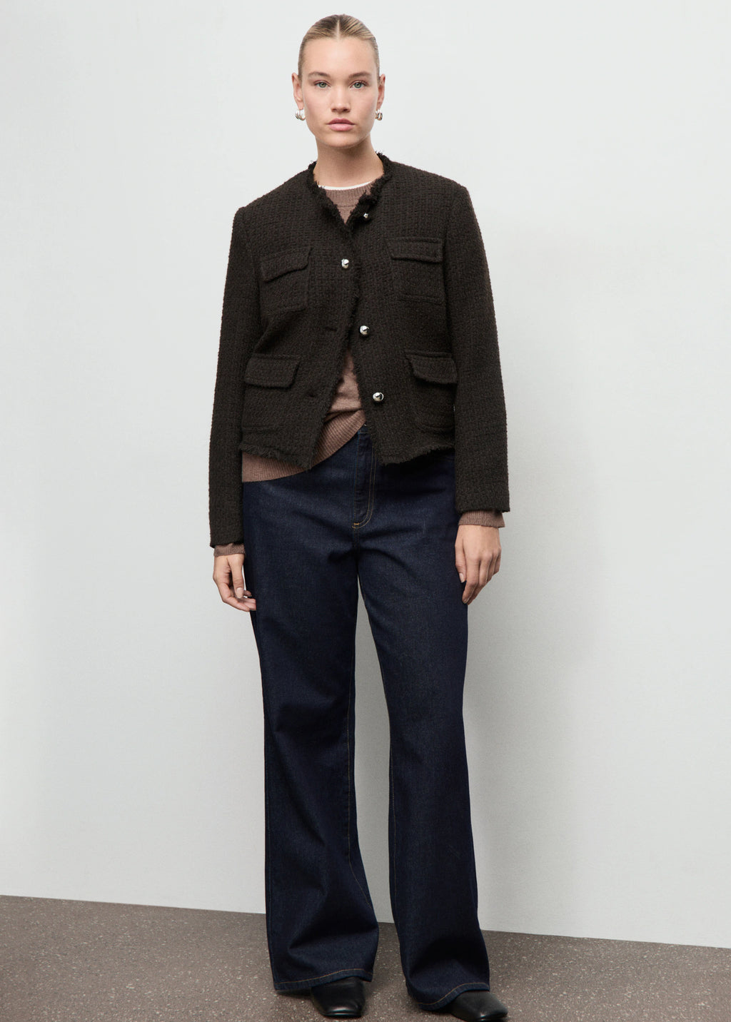 Tweed Jacket With Frayed Ends