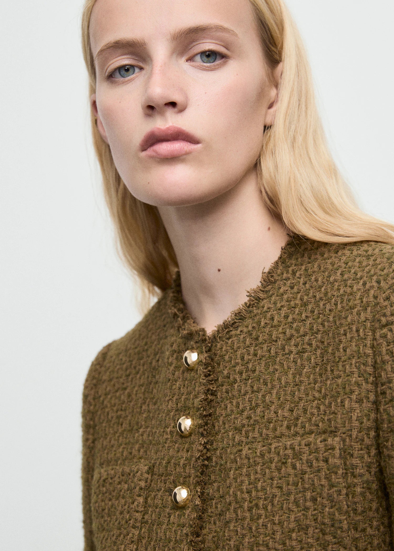 Tweed Jacket With Jewel Buttons