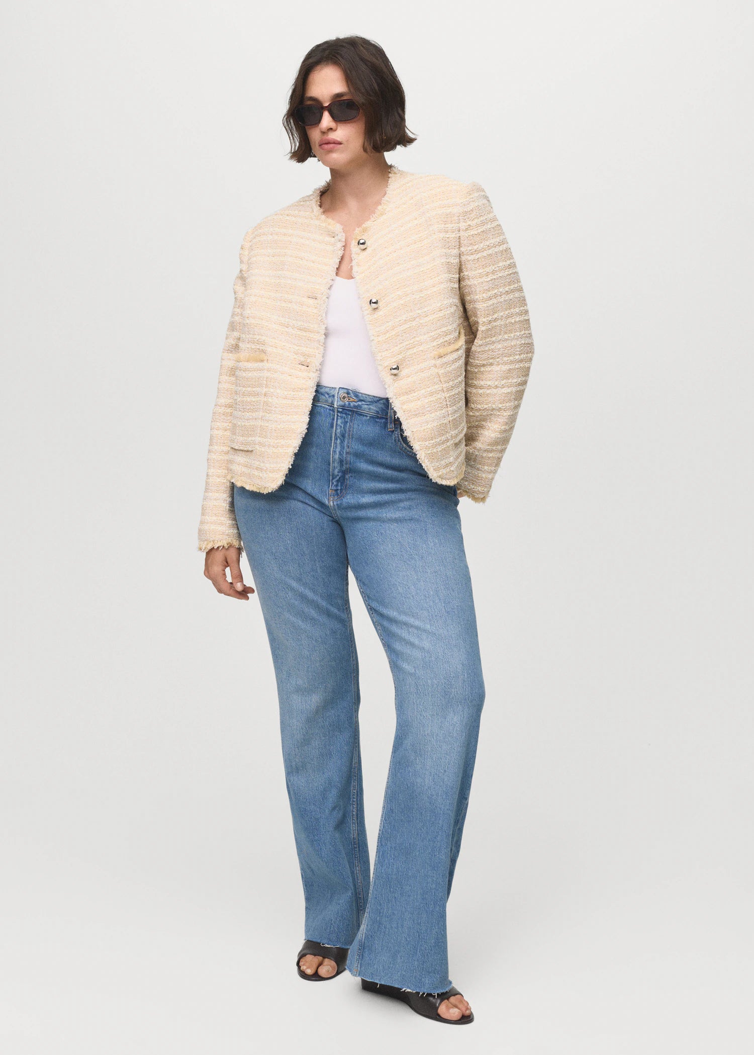 Tweed Jacket With Jewel Buttons