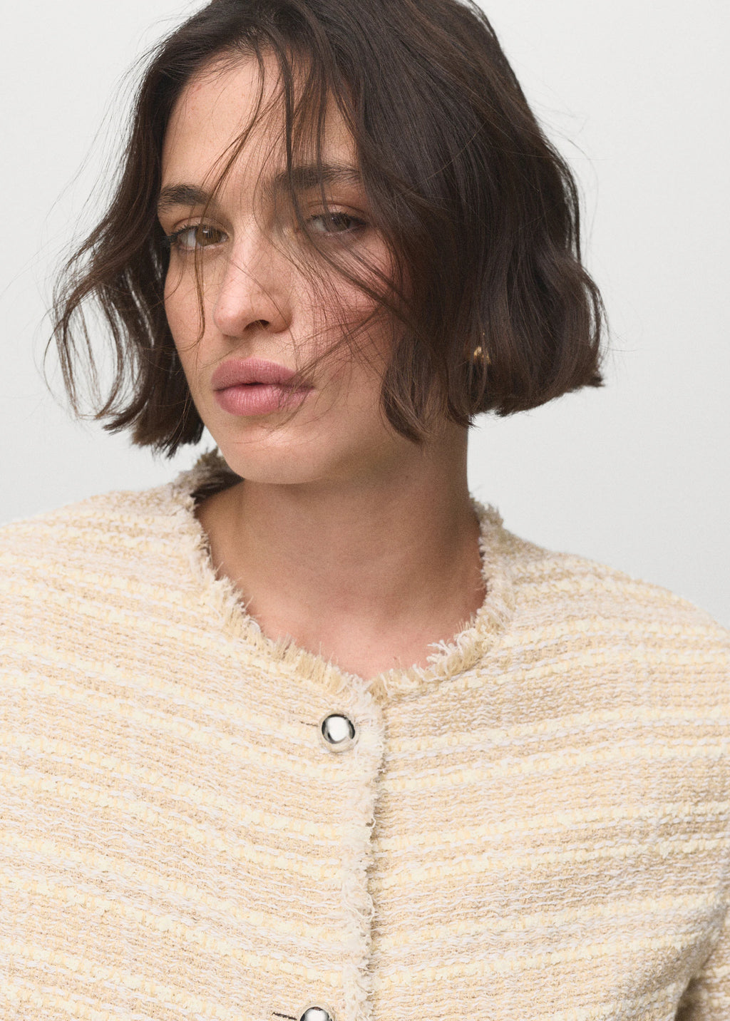 Tweed Jacket With Jewel Buttons