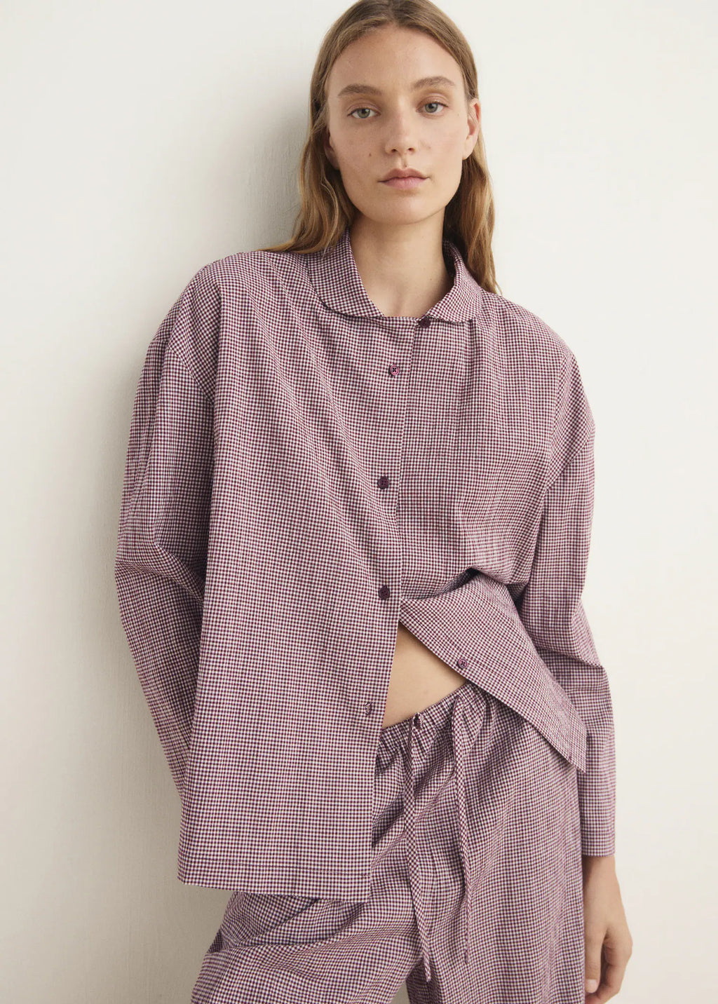 Two Piece Cotton Pyjamas In Gingham Check