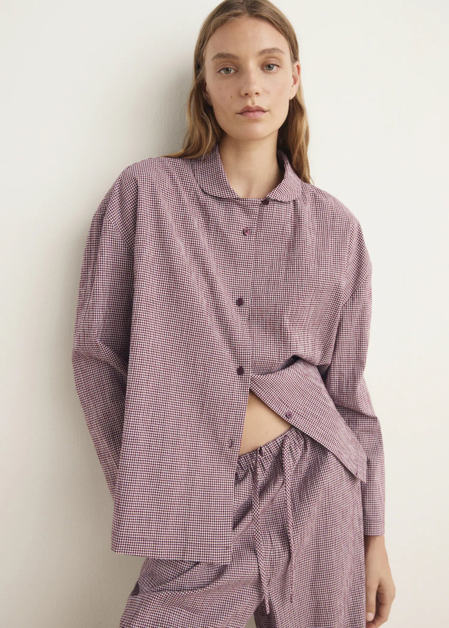 Two Piece Cotton Pyjamas In Gingham Check