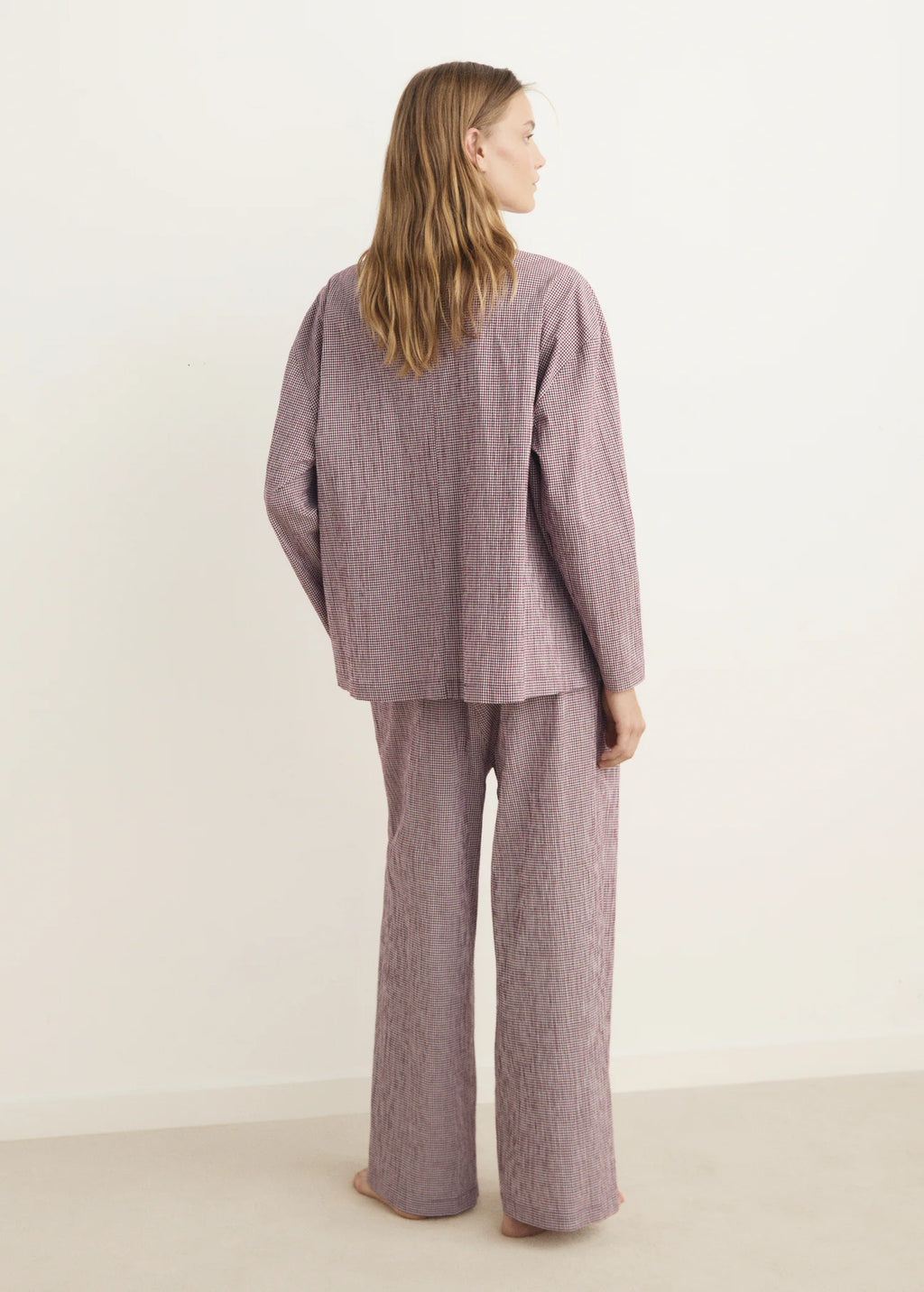 Two Piece Cotton Pyjamas In Gingham Check