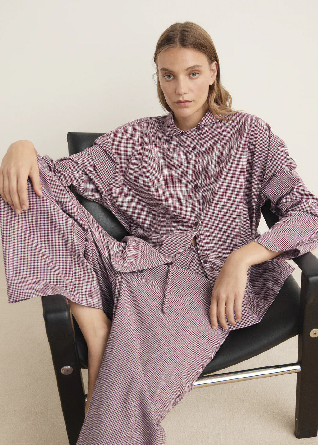 Two Piece Cotton Pyjamas In Gingham Check