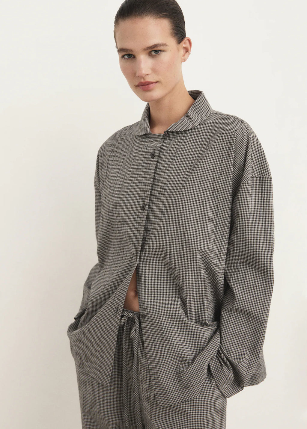 Two Piece Cotton Pyjamas In Gingham Check