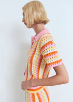 Two Tone Striped Crochet Sweater